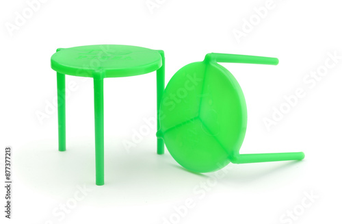  Pizza box green stand lid support isolated on white.