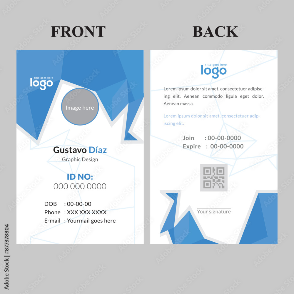 New Modern and clean business id card template. professional id card design template with blue and red color. corporate modern business id card design template. Company employee id card template. New Modern and clean business id card template. professional id card design template with blue and red color. corporate modern business id card design template. Company employee id card template.