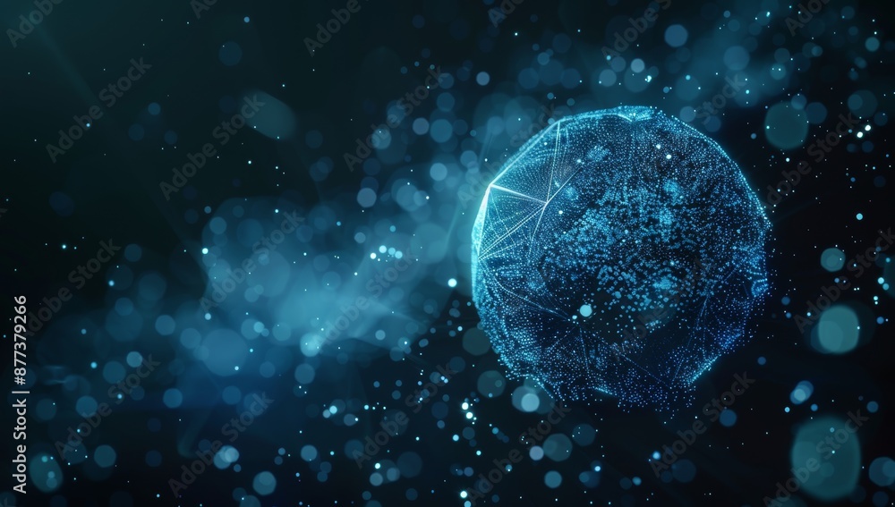 Polygonal sphere rendered in 3D with a geometric shape and futuristic modern background. Polygonal sphere rendered in 3D with a geometric shape and futuristic modern background.