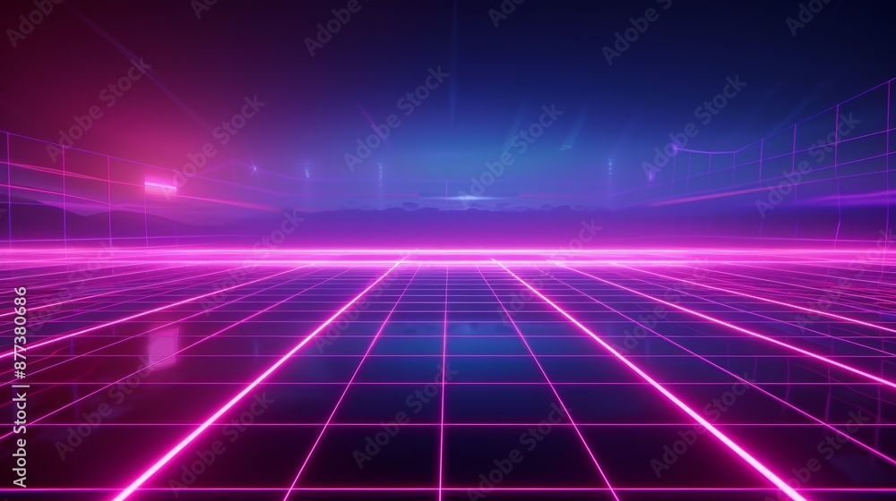 Synthwave wireframe net abstract background. Future retro grid illustration. Synthwave wireframe net abstract background. Future retro grid illustration.