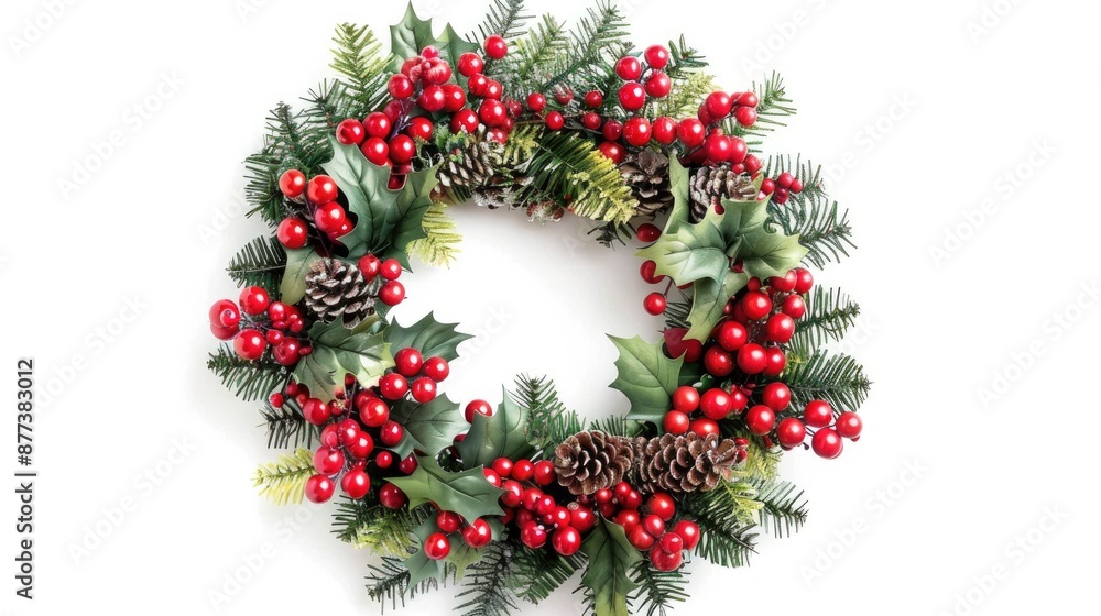 Festive wreath isolated on white background Festive wreath isolated on white background
