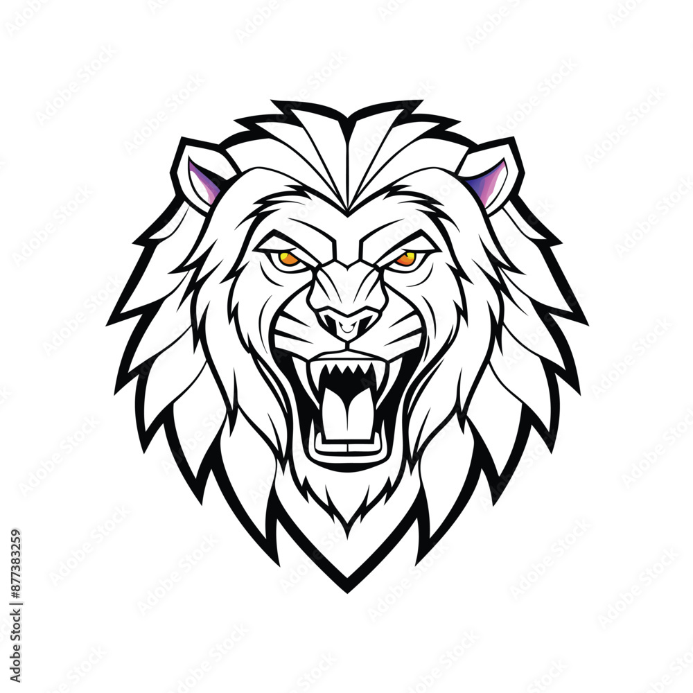 Obraz premium Lion Face Mascot Logo Neon Design