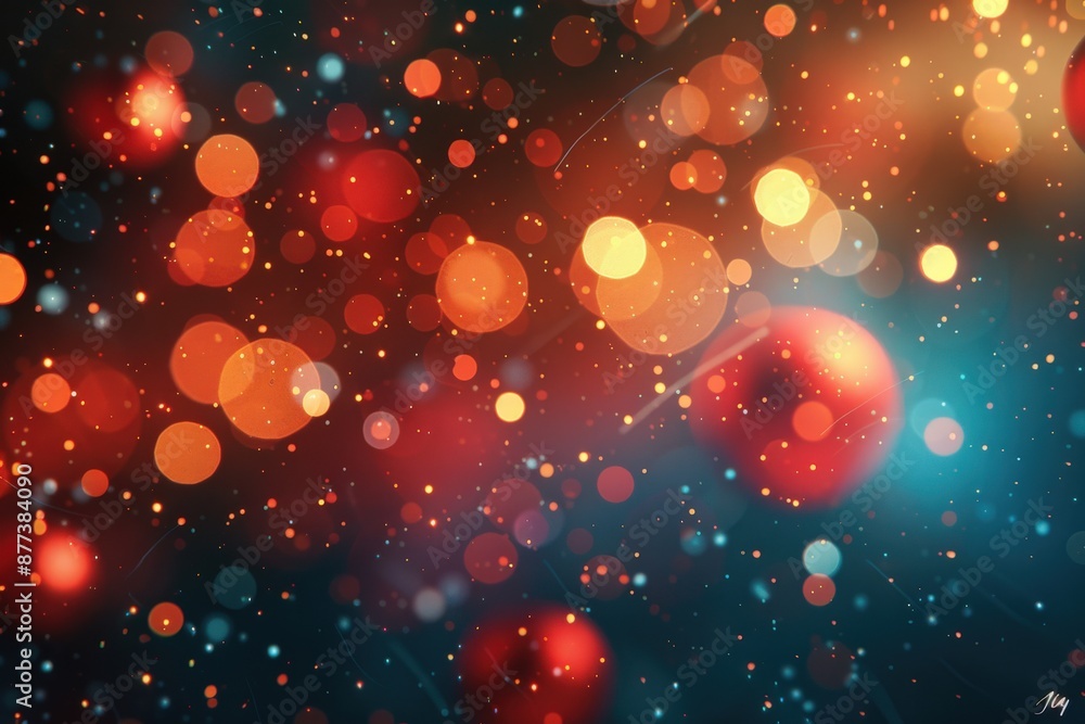 Abstract festive background with colorful bokeh lights in red, orange, and blue tones creating a magical, dreamy, and vibrant atmosphereAbstract Abstract festive background with colorful bokeh lights in red, orange, and blue tones creating a magical, dreamy, and vibrant atmosphereAbstract