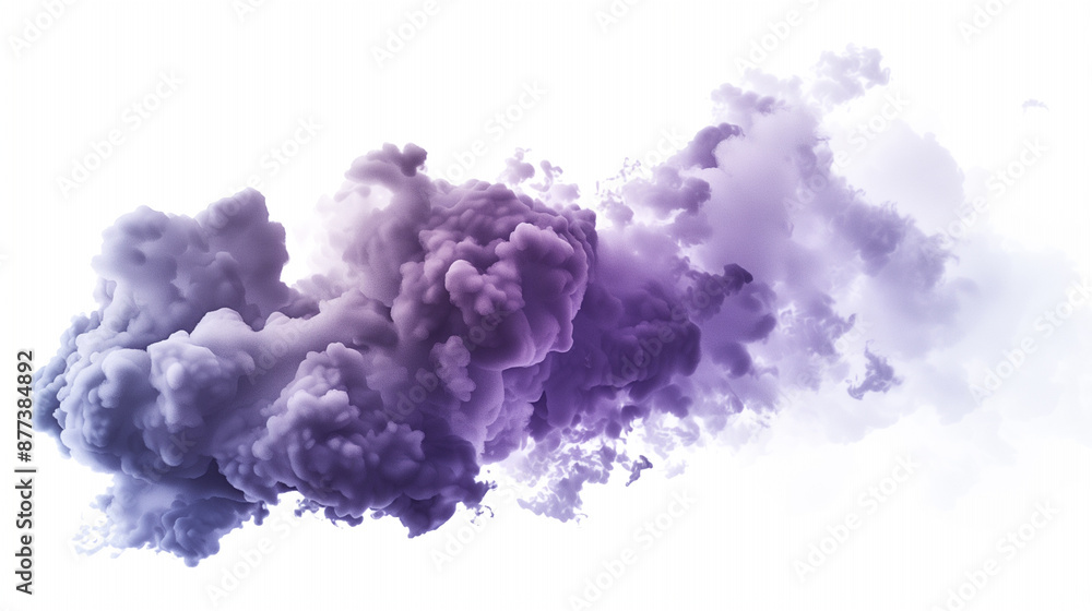 Fototapeta premium Ethereal Dark Light Pastel Smokey Cloud Hovering on White Background