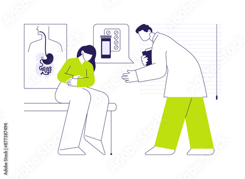 Digestive issues treatment abstract concept vector illustration.
