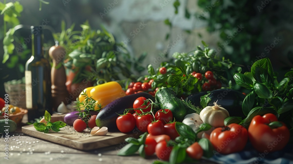 Nutrient-rich Mediterranean diet foods promoting heart health and wellness. Nutrient-rich Mediterranean diet foods promoting heart health and wellness.