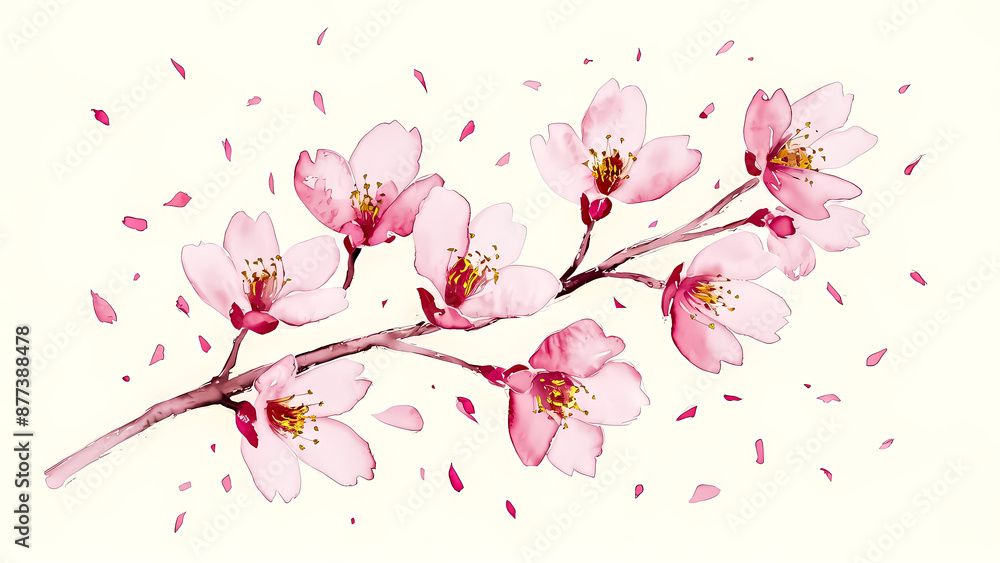 Delicate Cherry Blossom Illustration: A Touch of Spring Elegance. Perfect for home decor, stationery designs, seasonal promotions. Beauty and elegance of springtime blooms into any project Delicate Cherry Blossom Illustration: A Touch of Spring Elegance. Perfect for home decor, stationery designs, seasonal promotions. Beauty and elegance of springtime blooms into any project