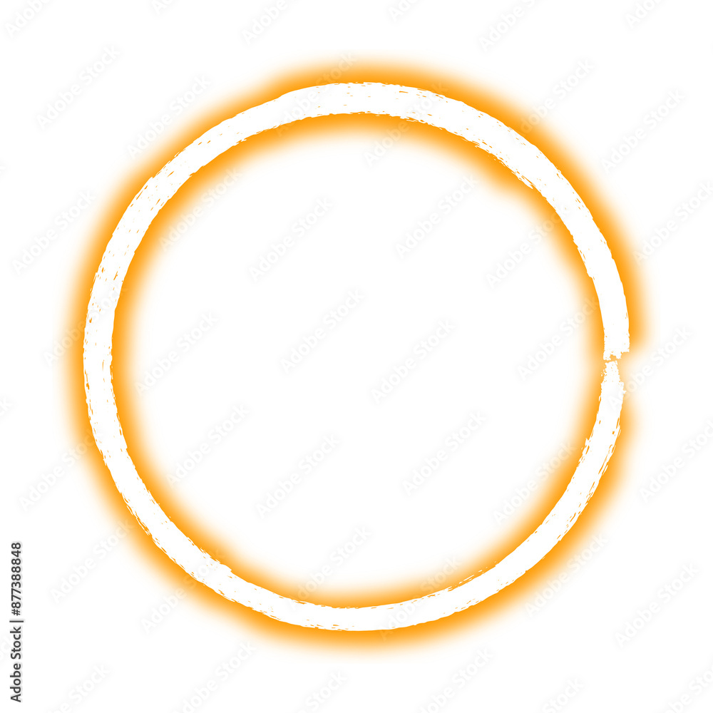 Neon orange hand drawn round frame on transparent background, abstract glowing circle shape png design element Neon orange hand drawn round frame on transparent background, abstract glowing circle shape png design element