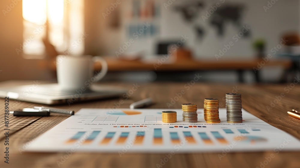 Fototapeta premium Capital investment discussion, team analyzing bonds, strong emotional connections, modern financial setting