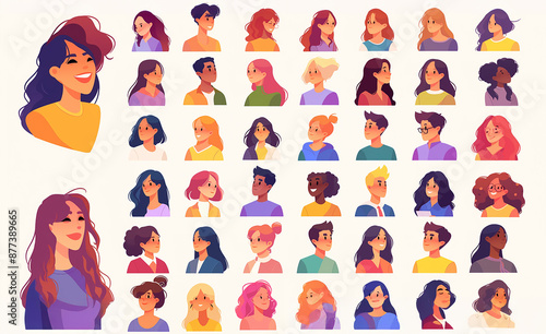 多様な人々のアバターアイコンセット
Diverse people avatar icon set
