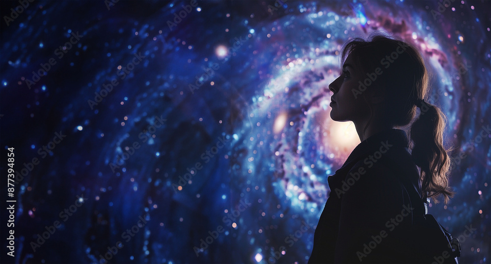 a girl against the background of the universe a girl against the background of the universe