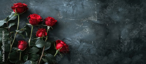 Red roses displayed beautifully with copy space image © Ilgun