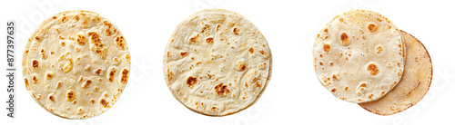 Freshly Made Flour Tortillas, Soft and Golden Flatbreads on Transparent Background