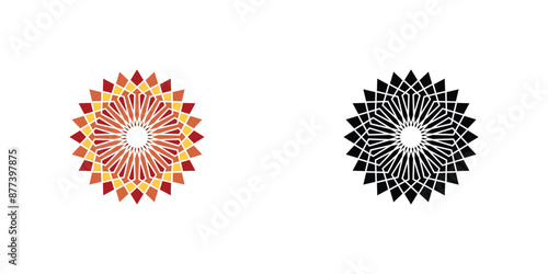 Creative mozaic floral logo design with modern style , premium vector