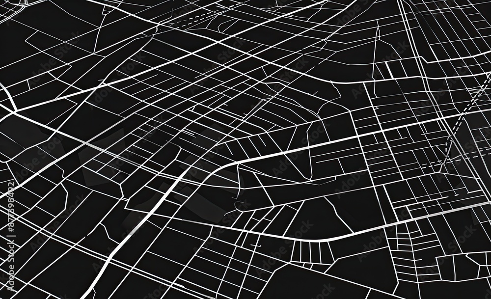 Naklejka premium Abstract City Map in Black and White