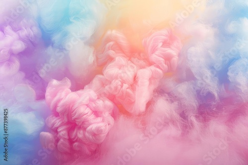 Colorful cotton candy in soft pastel color background