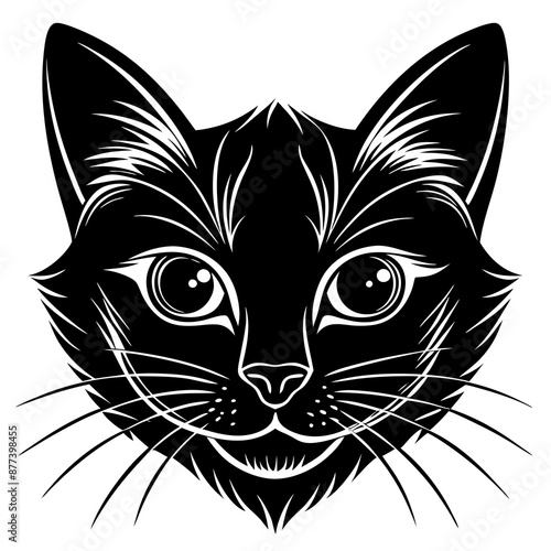 black and white cat vector