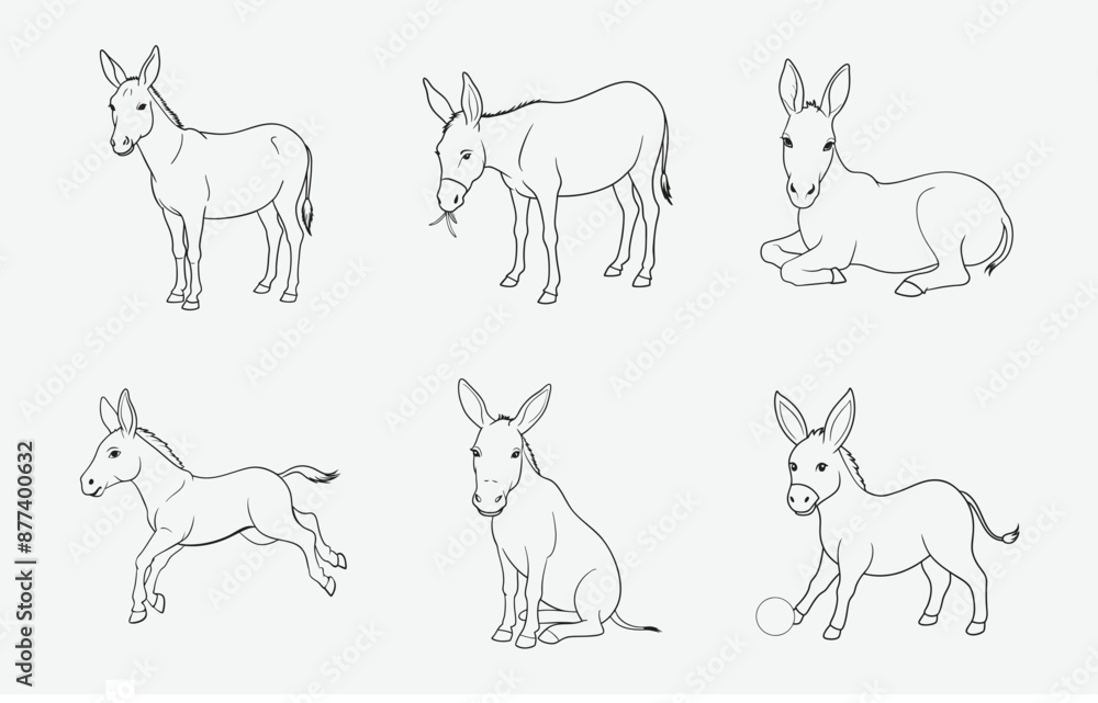 Print Stunning Donkey Line Art Vector Illustrations for Creative Projects Print Stunning Donkey Line Art Vector Illustrations for Creative Projects