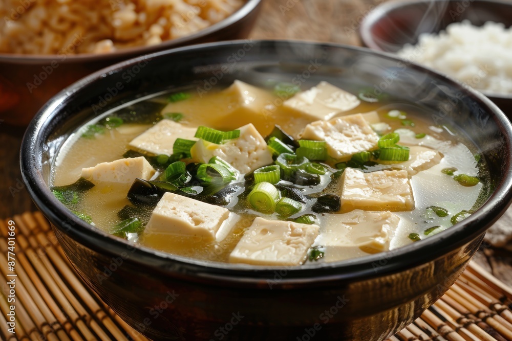 Bowl of Delicious Miso Soup with Tofu Bowl of Delicious Miso Soup with Tofu