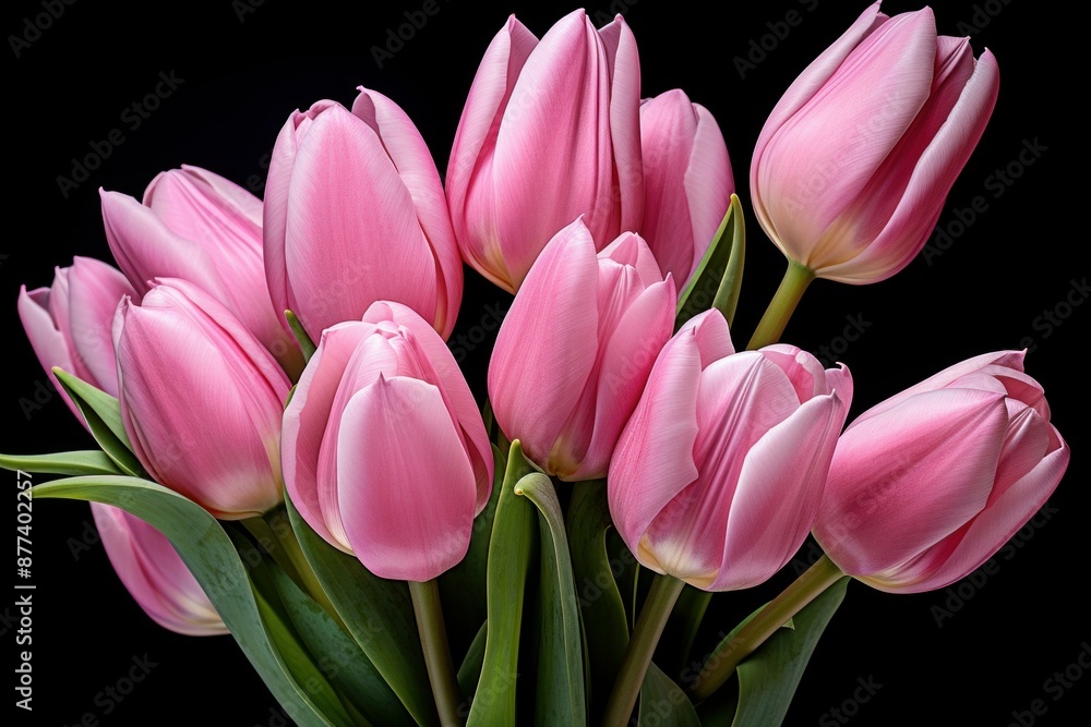Obraz premium Radiant Pink tulips. Tulip flower bouquet. Generate Ai