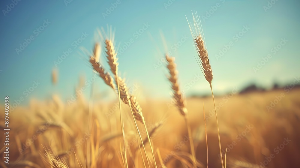Fototapeta premium Wheat field, golden wheat medow, summer nature landscape
