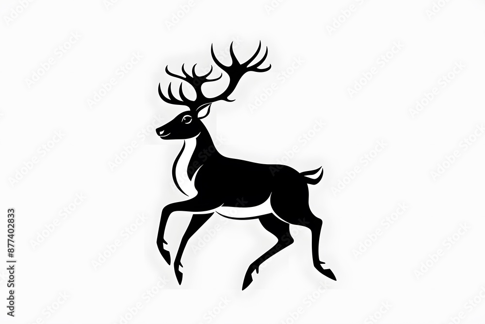 Silhouette of a majestic deer with antlers, isolated on a white background. Silhouette of a majestic deer with antlers, isolated on a white background.