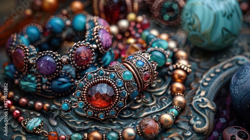 Wallpaper Mural Handcrafted jewelry with intricate designs and color themes, handcrafted jewelry, artisanal elegance Torontodigital.ca