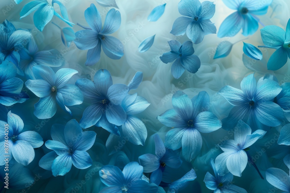 Fototapeta premium Deep blue cornflower field. illustration, design, drawing, postcard
