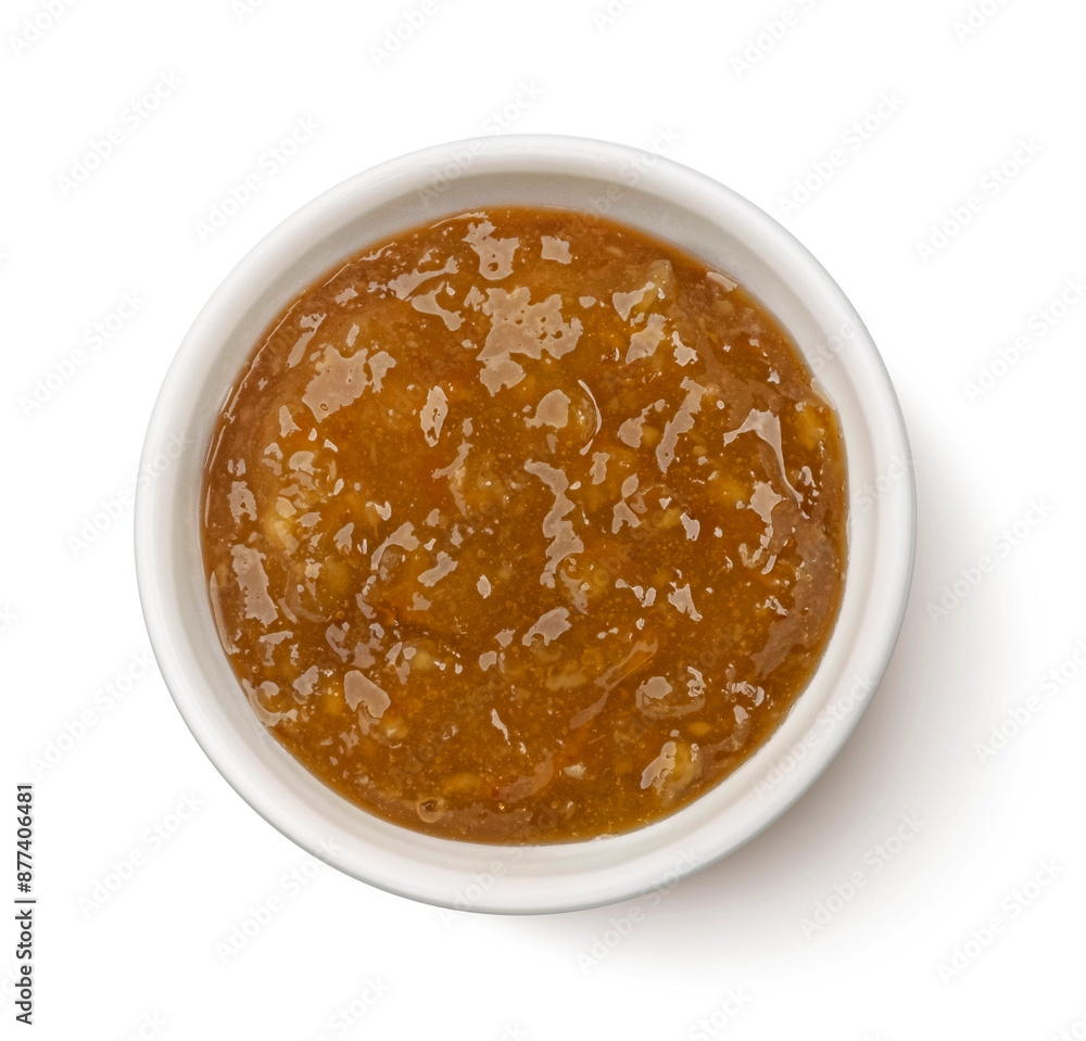 Apricot jam isolated on white background, top view Apricot jam isolated on white background, top view