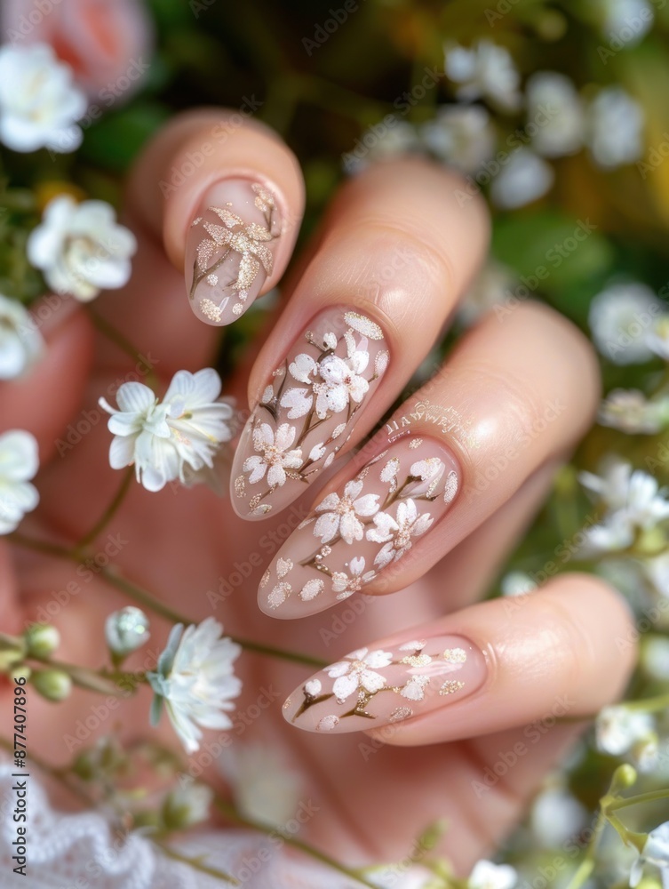 Delicate Floral Nail Art Design