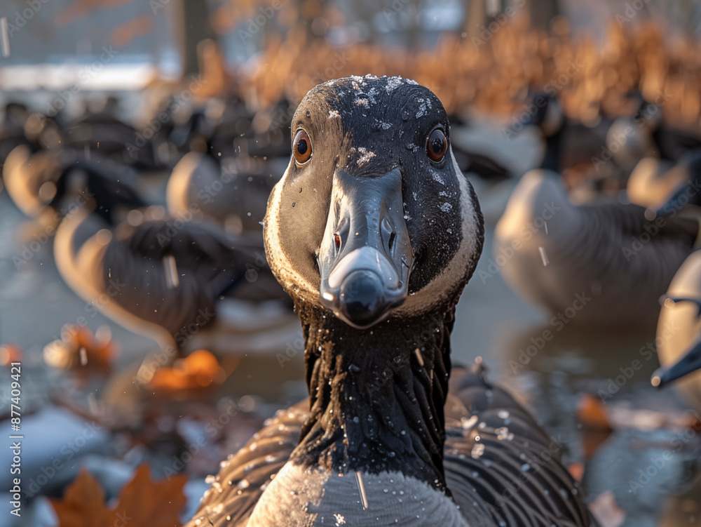 Canada goose in the wild. Beautiful extreme close-up. Canada goose in the wild. Beautiful extreme close-up.