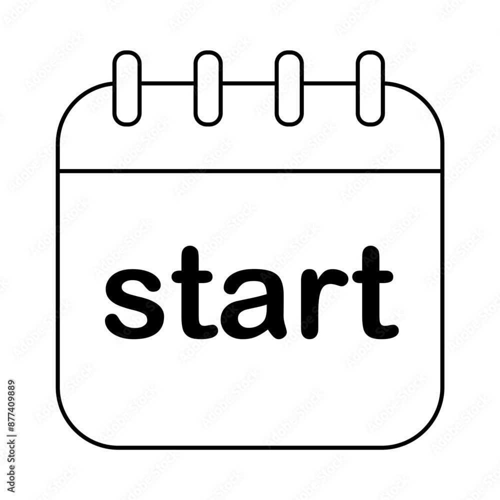 Start Icon on Calendar Page Beginning, First Day, Opening, Kickoff, Launch Business Concept Start Icon on Calendar Page Beginning, First Day, Opening, Kickoff, Launch Business Concept