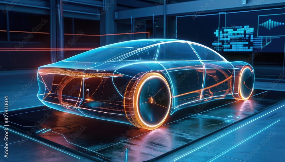 Naklejka premium Presentation, holographic values, indepth insights, futuristic visuals