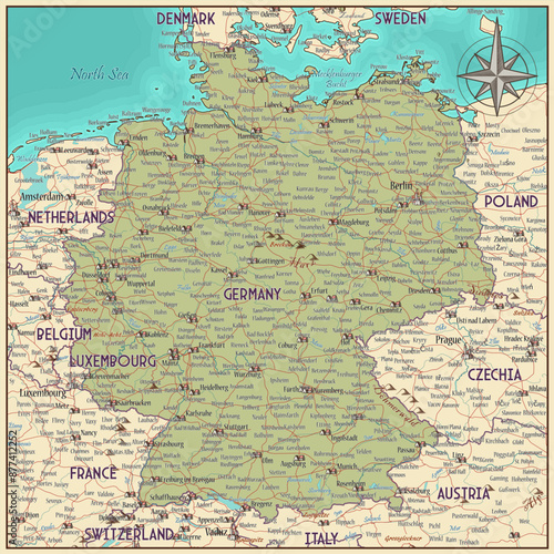 Map of Germany vintage fantasy style