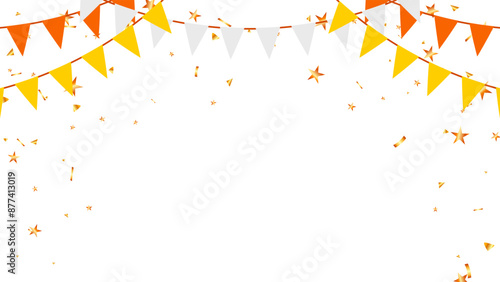 Frame bunting garland flag and confetti elements decoration birthday, baby shower, greeting card