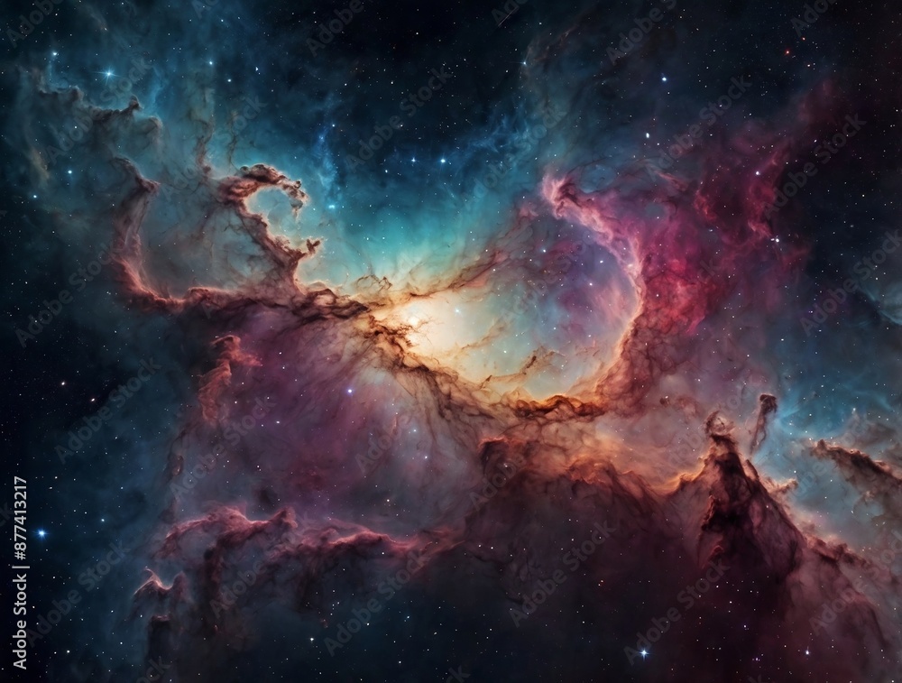 Fototapeta premium Colorful space galaxy cloud nebula. Stary night cosmos. Universe science astronomy. Supernova background wallpaper