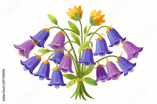 bouquet of field bells vector illustration 