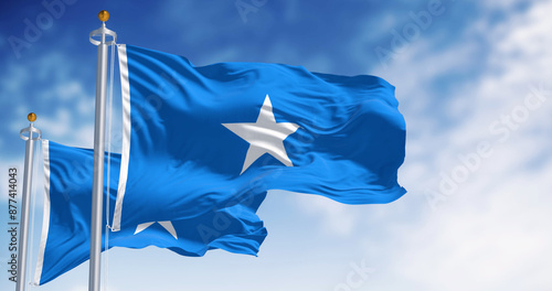 Obraz na plátne Somalia national flags waving in the wind