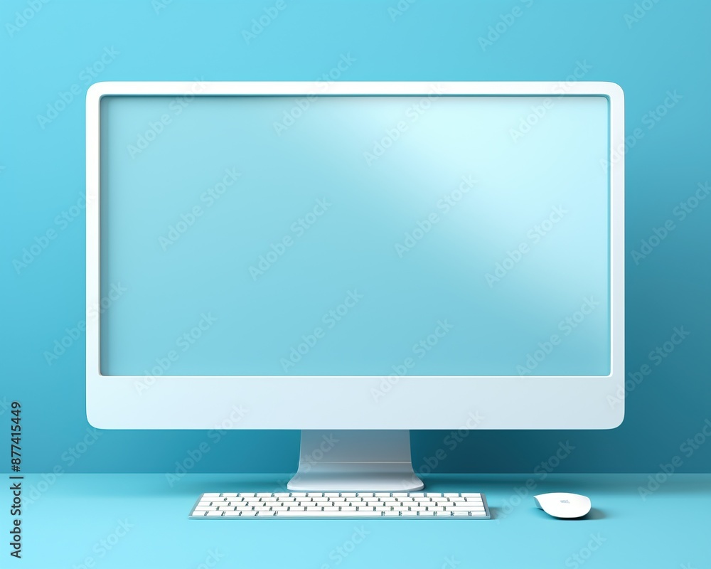 Modern desktop with monitor and computer Modern desktop with monitor and computer
