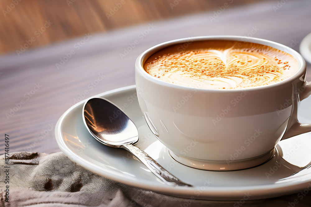 Obraz premium Tasse Kaffee mit Creme auf vintage Hintergrund