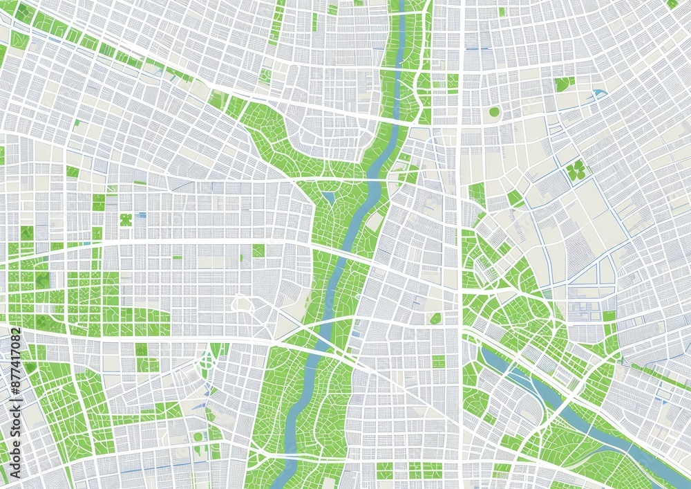 Naklejka premium City Map with Green Spaces