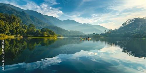 Wallpaper Mural Serene Mountain Lake Reflection Clear Sky Tranquil Scenery Landscape Nature Beauty Peaceful View Sunrise Travel Destination. Torontodigital.ca