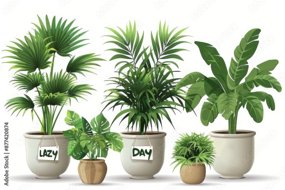 A serene illustration of indoor plants with a small 'lazy day' sign, perfect for a relaxing atmosphere. The plants are surrounded by a warm and calming background, evoking feelings of tranquility. A serene illustration of indoor plants with a small 'lazy day' sign, perfect for a relaxing atmosphere. The plants are surrounded by a warm and calming background, evoking feelings of tranquility.