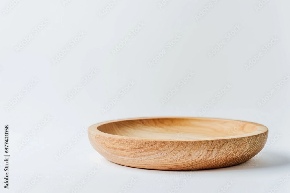 Wood Podium. Wooden Dish on White Background. Ideal for Food or Product Display Wood Podium. Wooden Dish on White Background. Ideal for Food or Product Display