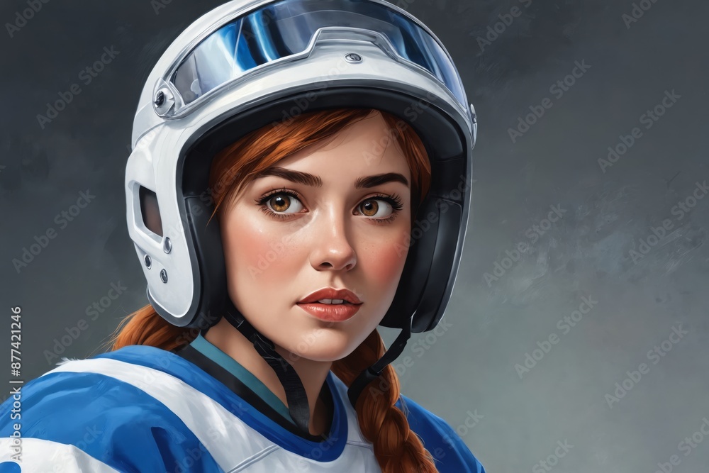 A determined look beneath the blue helmet A determined look beneath the blue helmet