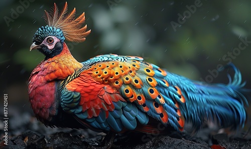 Exotic Peacock in Rain photo