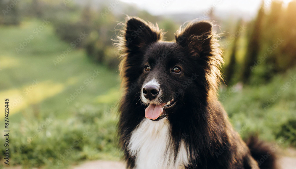 Spring, summer concept, playful happy pet dog puppy running in the grass and listening with funny ears Spring, summer concept, playful happy pet dog puppy running in the grass and listening with funny ears
