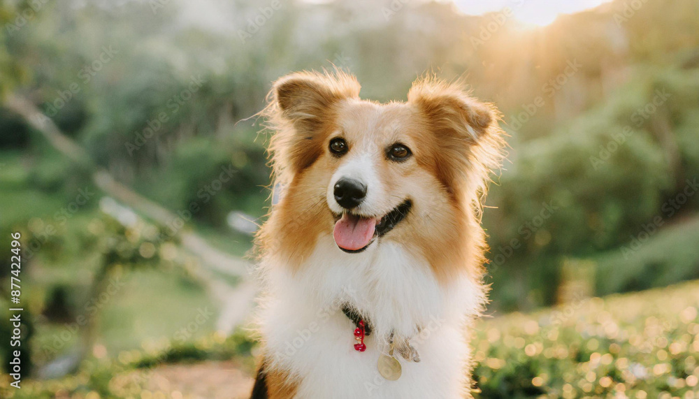 Spring, summer concept, playful happy pet dog puppy running in the grass and listening with funny ears Spring, summer concept, playful happy pet dog puppy running in the grass and listening with funny ears