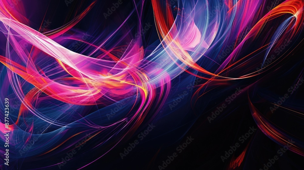 Digital abstract artwork with dynamic lines and bright contrasting colors, creating a sense of movement and rhythm. Digital abstract artwork with dynamic lines and bright contrasting colors, creating a sense of movement and rhythm.