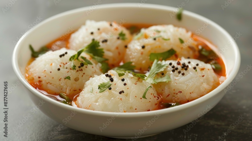 Delicious Indian Rice Balls in Spicy Broth Delicious Indian Rice Balls in Spicy Broth